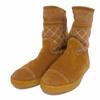 Used Matelasse Mouton COCO Mark G28519 7900 10097, 36" Mid-Cut, Stitched, Brown, 9.1" CC Mark Suede, Camel, Women's