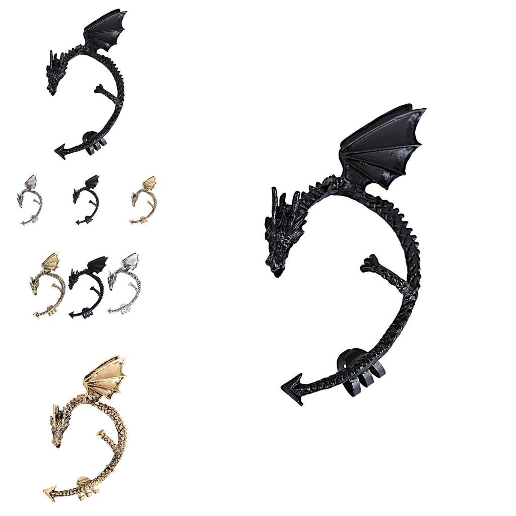 Dragon Punk Ear Cuffs With Alloy Electroplated Finish For Unisex Gothic Style