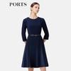 PORTS Women's Autumn/Winter Cinch-Waist A-Line Dress