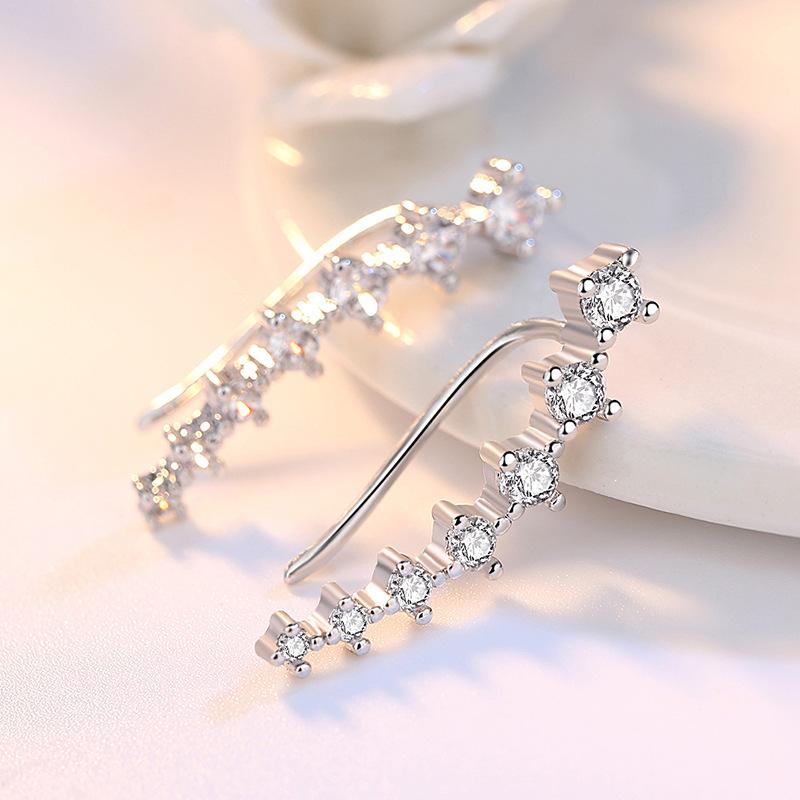 Personality Fashion Silver Ear Jewelry Four-Claw Seven-Star Zircon Students' Accessories French Ear Clip Female Fashion