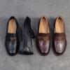 Johnature Однотонные лоферы в стиле ретро, универсальные женские туфли из натуральной кожи на низком каблуке без застежек
