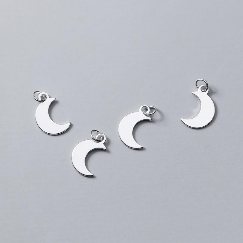 Hot Sales 925 Sterling Plain Silver Bulk Diy Moon Charms for Jewelry Necklace Making Pendant