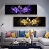 Black Golden Rose Flower Butterfly Abstract Wall Art Canvas Painting Poster Print Horizonta Picture for Living bedRoom Decor