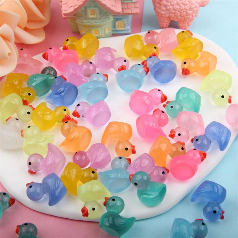 50/100x Tiny Ducks Mini Duck Glow In The Dark Mini Resin Figure Miniature