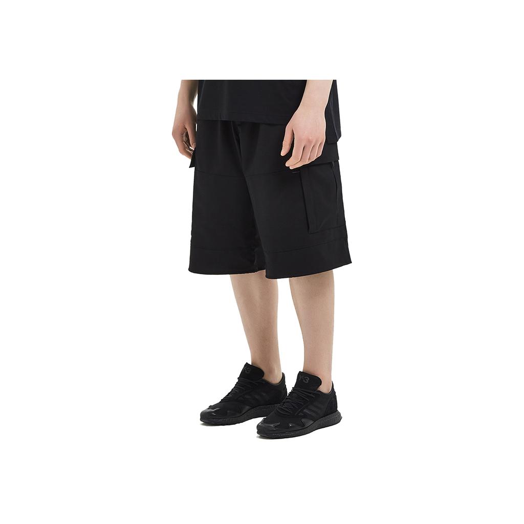 Y-3 Solid Color Multi-Pocket Wool Shorts Men Bottoms Black FN3401