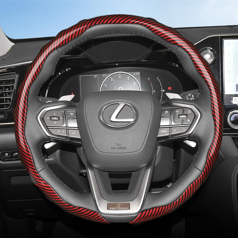 Suitable for Lexus Carbon Fiber Texture Steering Wheel Cover with Snap-On Wave-Shaped Sports Design to Protect Models Such as Rx, Nx, Es, Gx, Lx, Is,