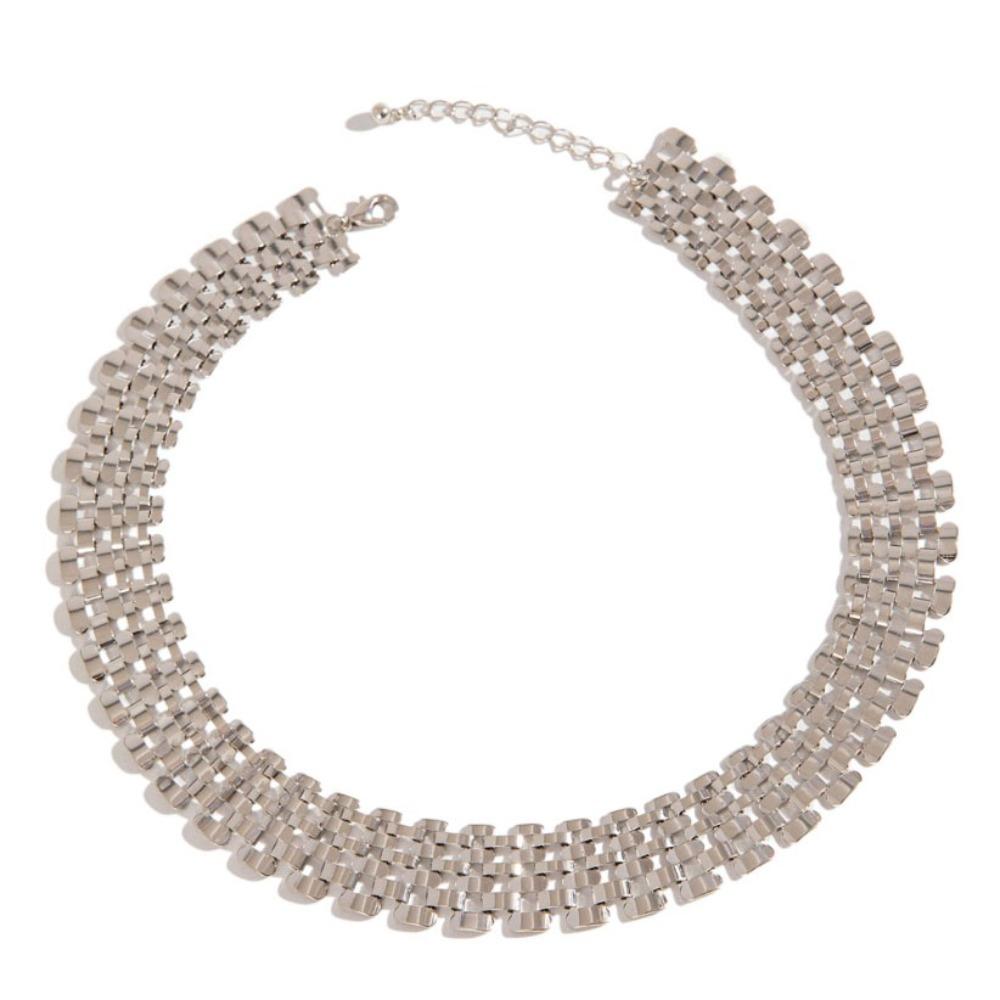 Mesh Design Exaggerated Cuban Chunky Chain Hollow Clavicle Chain Jewelry Hip Hop Necklace Summer