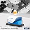 2Pcs Acrylic Business Card Holder 1 Slot Transparent Name Card Stand with Widened Base Office Name Card Organizer for Desktop