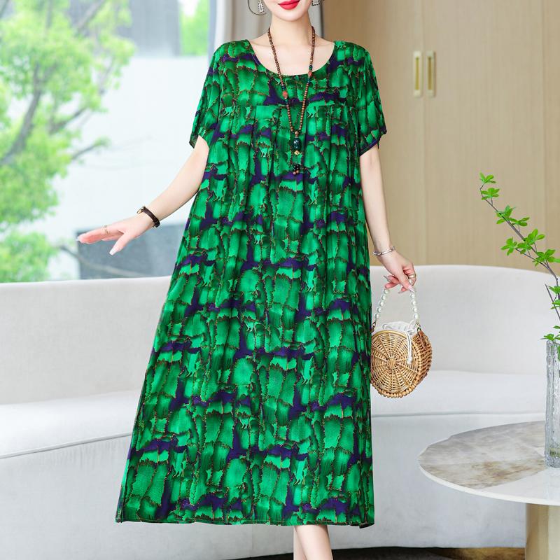 Женские свободные платья, элегантное повседневное летнее платье больших размеров с коротким рукавом, длинное платье больших размеров, женская винтажная одежда