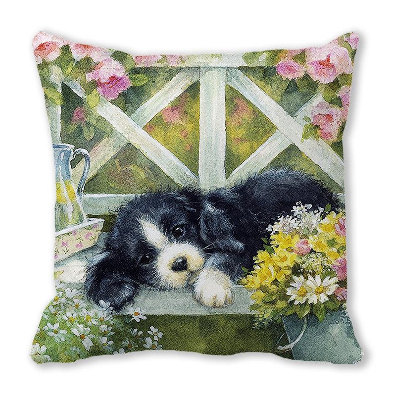 Рождество кошка собака 2022 новый год рождественское украшение подушка наволочка снеговик подарок