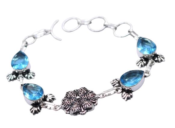 Blue Topaz Gemstone Handmade Bracelet Jewelry BR 185