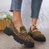 Модные женские лоферы больших размеров 42, леопардовые, в британском стиле, на толстой подошве, офисные, женские, повседневные, дизайнерские лоферы, Zapatos De Mujer