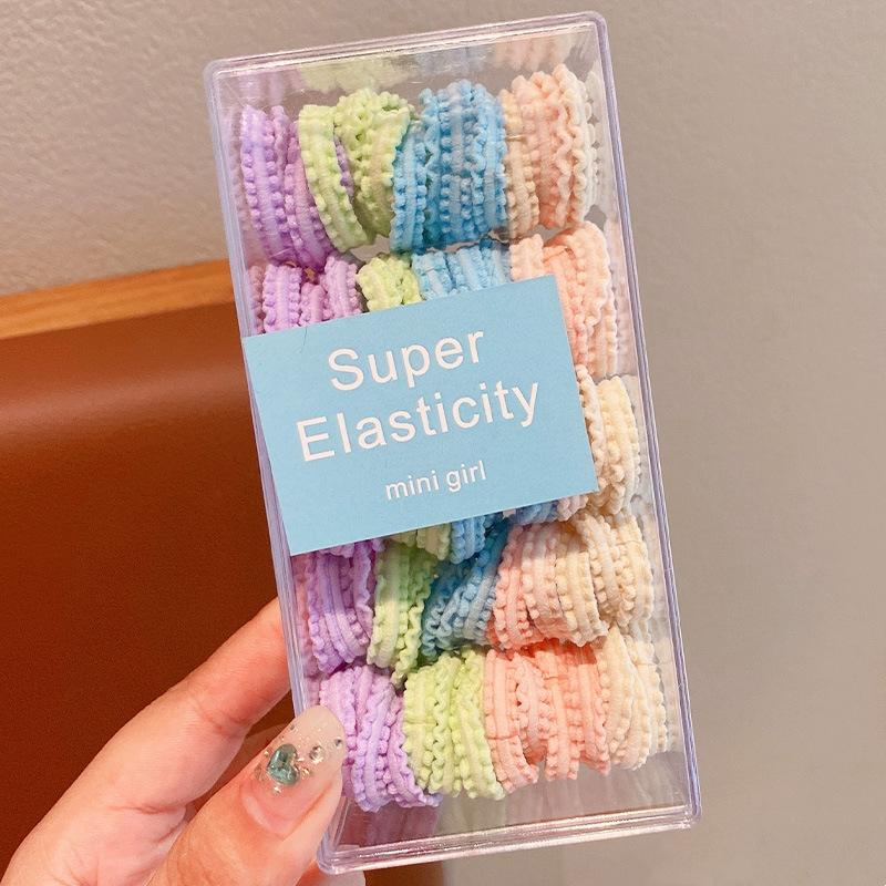 50pcs/box Candy Colored Hair Loop Children Not Harmful High Ponytail Headband Girls Elastic Rubber Band Hair Styling Accessories