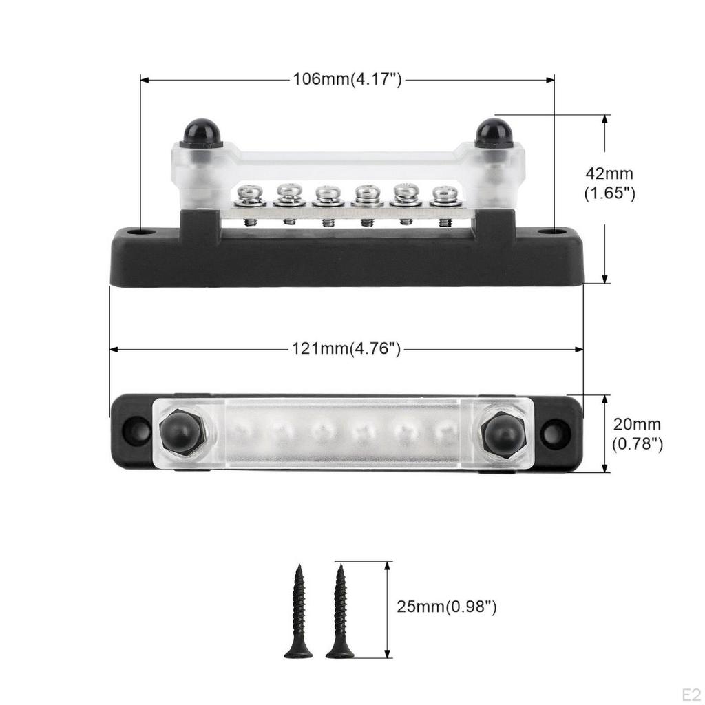 6-Way Copper Busbar Power Distribution Block for Automotive And Marine Use