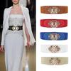 Gemstone Waist Belt Womens Faux Leather Metal Buckle Wide Waistband Fashion Apparel Accessories