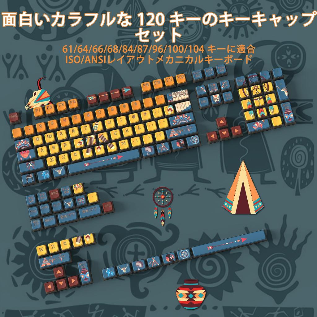 Gaming Keycap Key Top PBT Translucent Sublimation Printing Heat Sublimation 120 Keys Aboriginal Full Key Compatible Compatible with ASA Profile