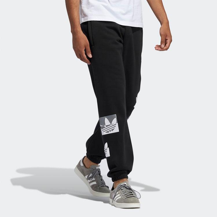 Adidas Originals Trefoil Fleece Sweatpants With Elastic Cuffs And Waist Men Bottoms Black GN3873