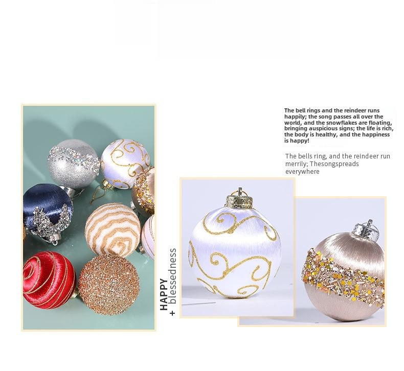 Набор рождественских шаров из расписного шелка 8 см - 9 шт.