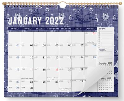 Inkdotpot Настенный календарь 13x11 - действует до декабря 2023 г. Подвесной календарь на спирали на месяц 2022-2023 для дома или офиса