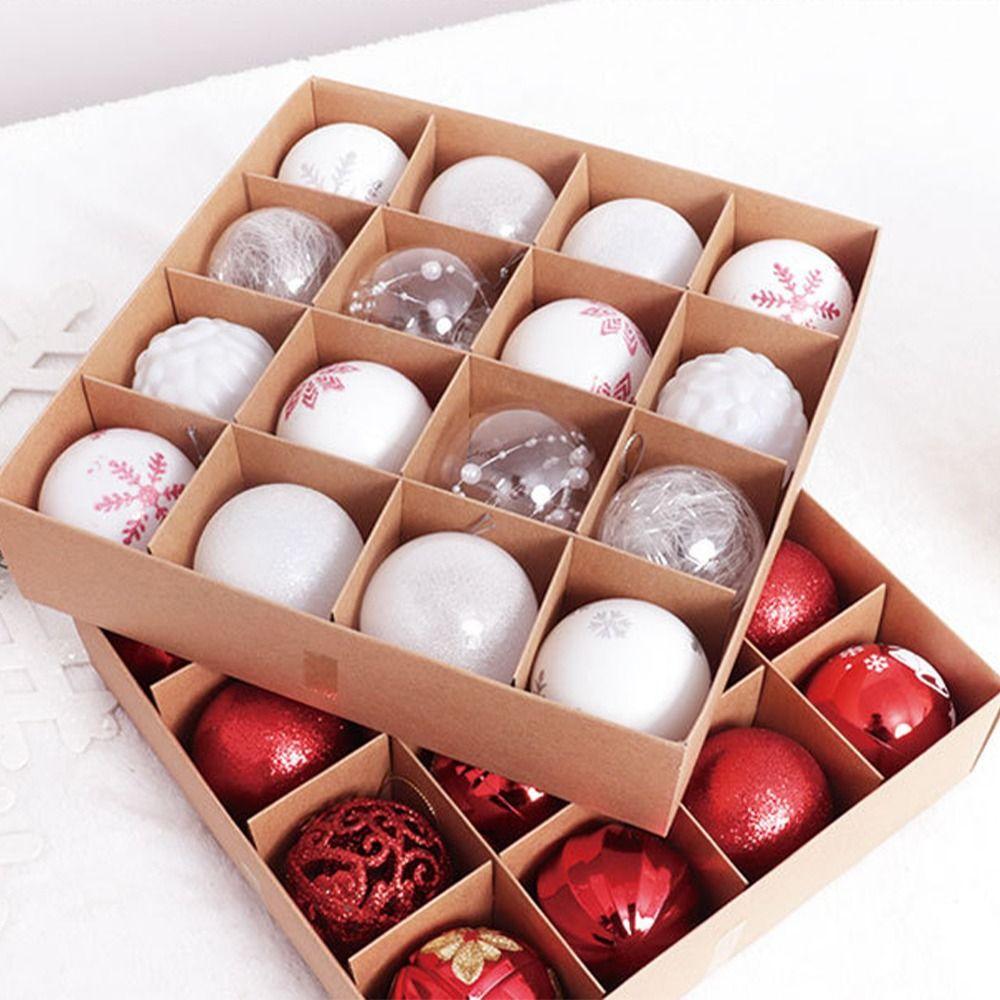 16pcs Shatterproof Painted Christmas Balls Set Plastic Xmas Tree Pendants  Holiday Party Ornament