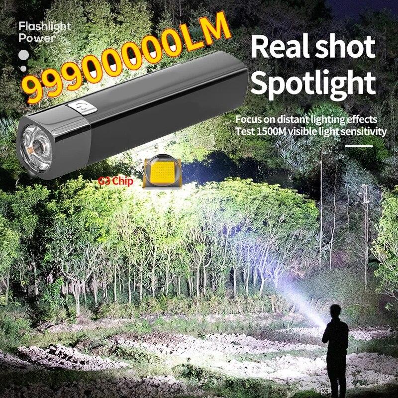 3 Modes Portable 2 IN 1 Ultra Bright Tactical LED Flashlight Mini Outdoor Flashlight With USB Charging