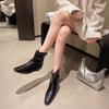 Женские ботильоны из коровьей кожи первого слоя и короткие ботинки, новые осенне-зимние, с квадратным носком, боковой молнией, тонким каблуком, женские одинарные ботинки, короткие ботильоны
