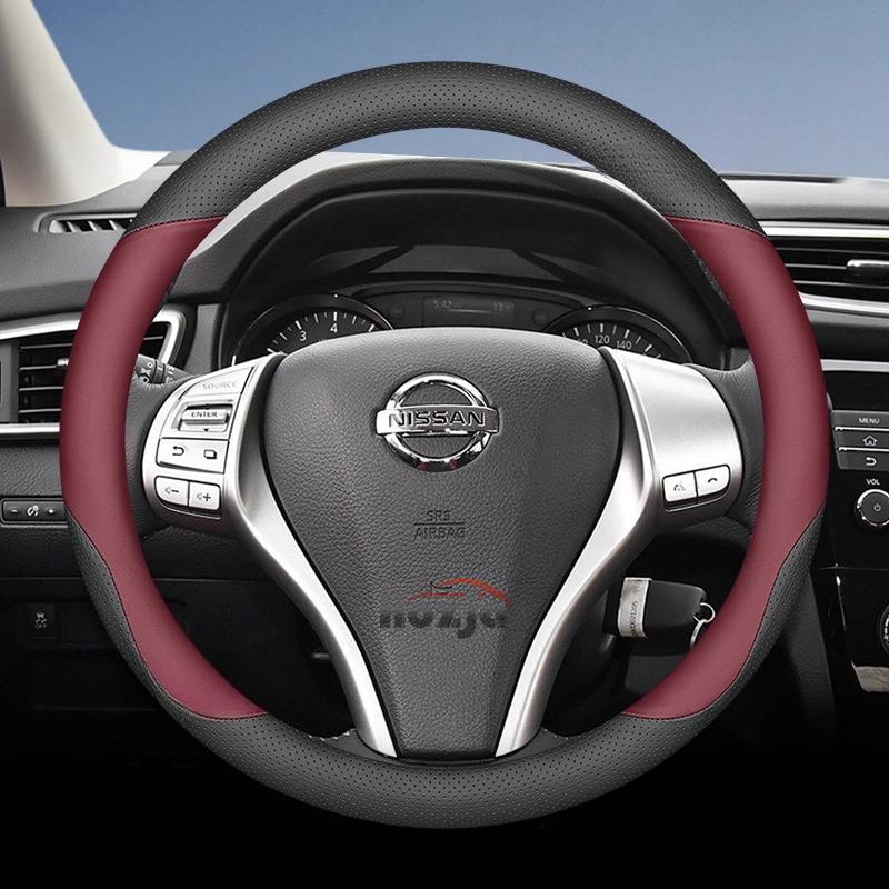Leather Car Steering Wheel Cover for Nissan Skyline Livina Frontier NV300 Serena ARMADA Sentra Titan Kicks Navara Accessories