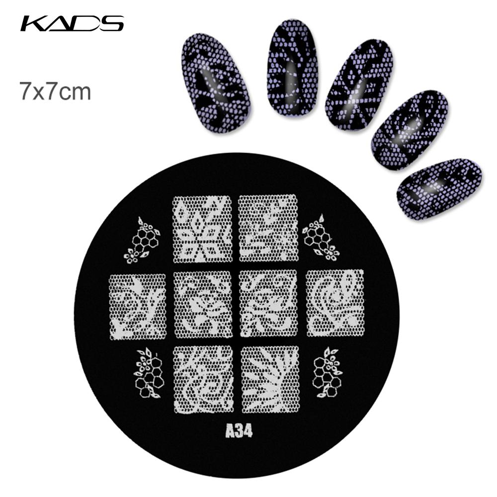 kads 1PC Round Stainless Steel Nail Art Nail Stamping Plates Manicure Stamp DIY for Nail Templates Classic Series Tools