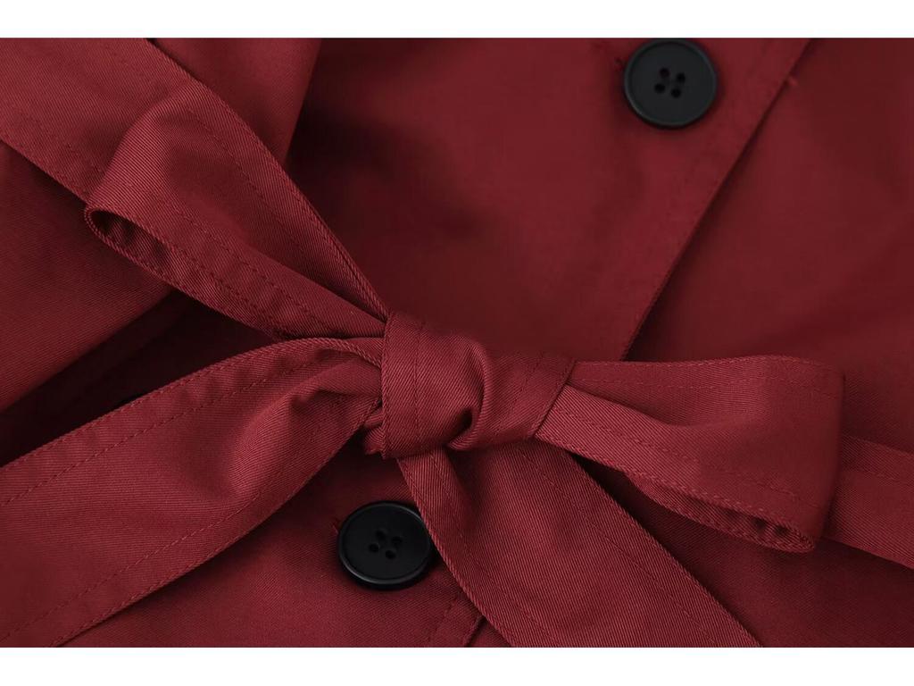 Европейское и американское женское двубортное повседневное тренч-пальто с поясом, короткая куртка