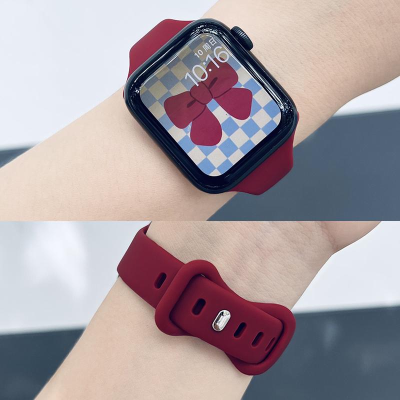 Тонкий силиконовый ремешок для Apple Watch 45 мм 44 мм 40 мм 41 мм 42-38 мм спортивный браслет для iWatch Series 8 7 SE 3 4 5 6 9 10 Ultra 2 49 мм