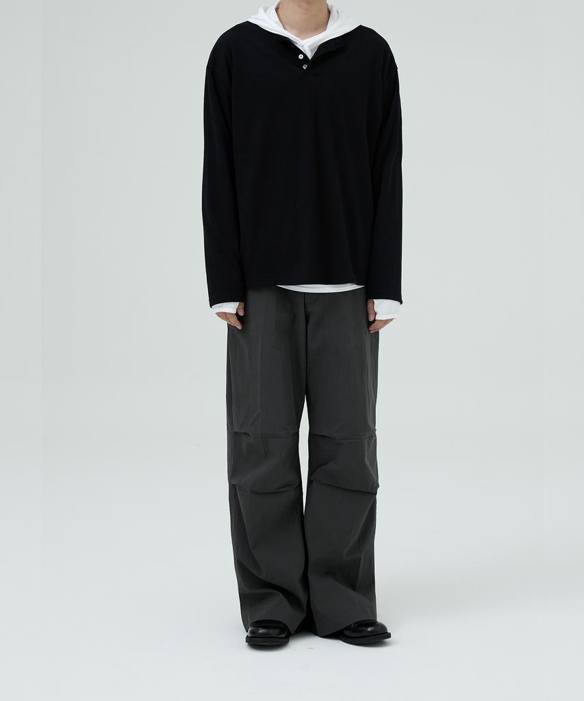 OX STUDIOS Moment Henley Neck Long Sleeve (Black)
