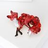 Vivid Fox Shape Brooch Shiny Rhinestones Pin Women Lovely Enamel Animal Party Casual Badge Clothes Accessories