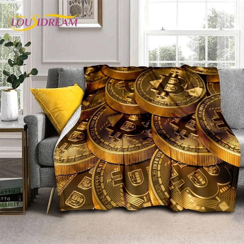 Bitcoin 3D Virtual Currency NFT Blanket,Soft Throw Blanket for Home Bedroom Bed Sofa Picnic Travel Office Cover Blanket Kid gift