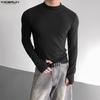 Spring Men's High Neck Long Sleeve Fitted T-shirts Tops Undershirts