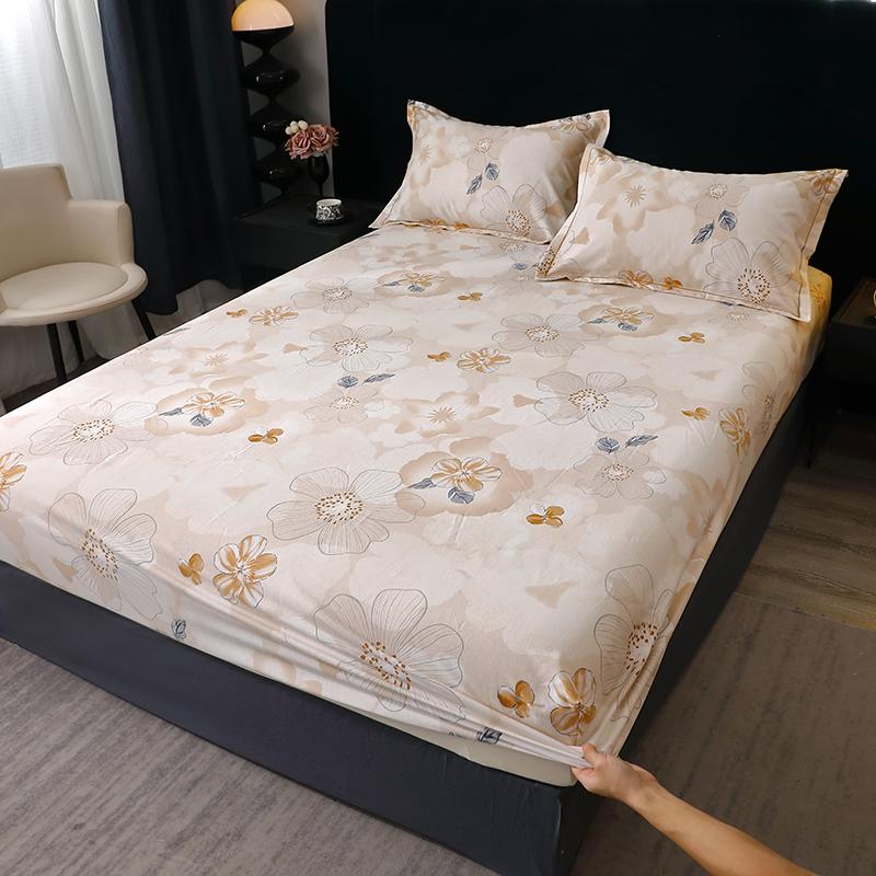 Pure Cotton Fitted Bed Sheets Geometric Bedsheet Non-slip Bed Cover Skin-friendly Bed Linen Couvre Lit (Pillowcase Need Order)