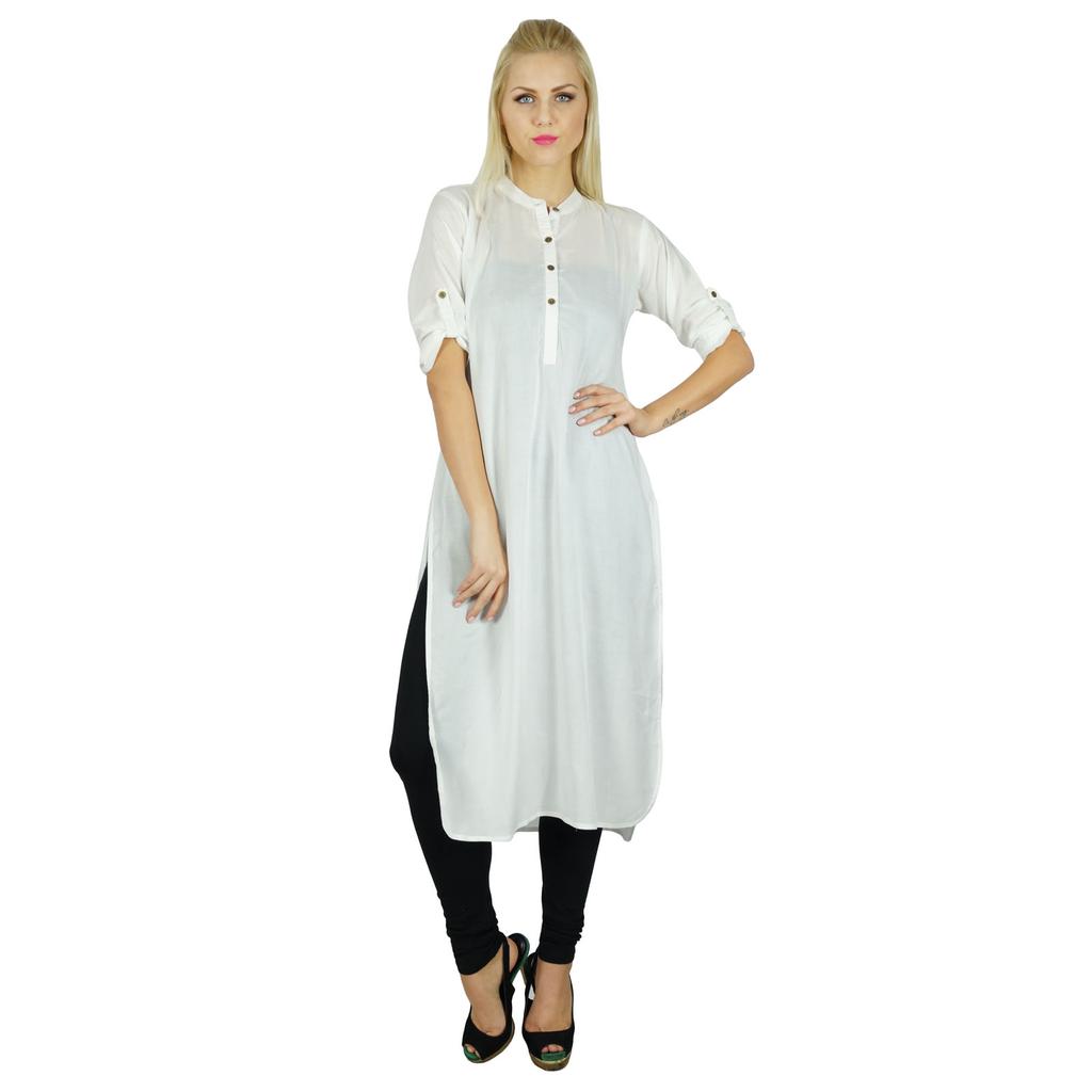 Bimba Women Classic Cotton Custom Kurti 3 4th Sleeve Formal Long Blouse