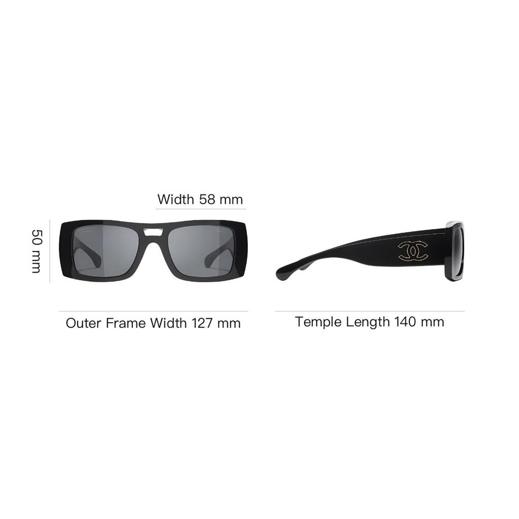 Chanel Logo Arm Acetate Pilot Sunglasses Unisex sunglasses Black A71675X02016S2228