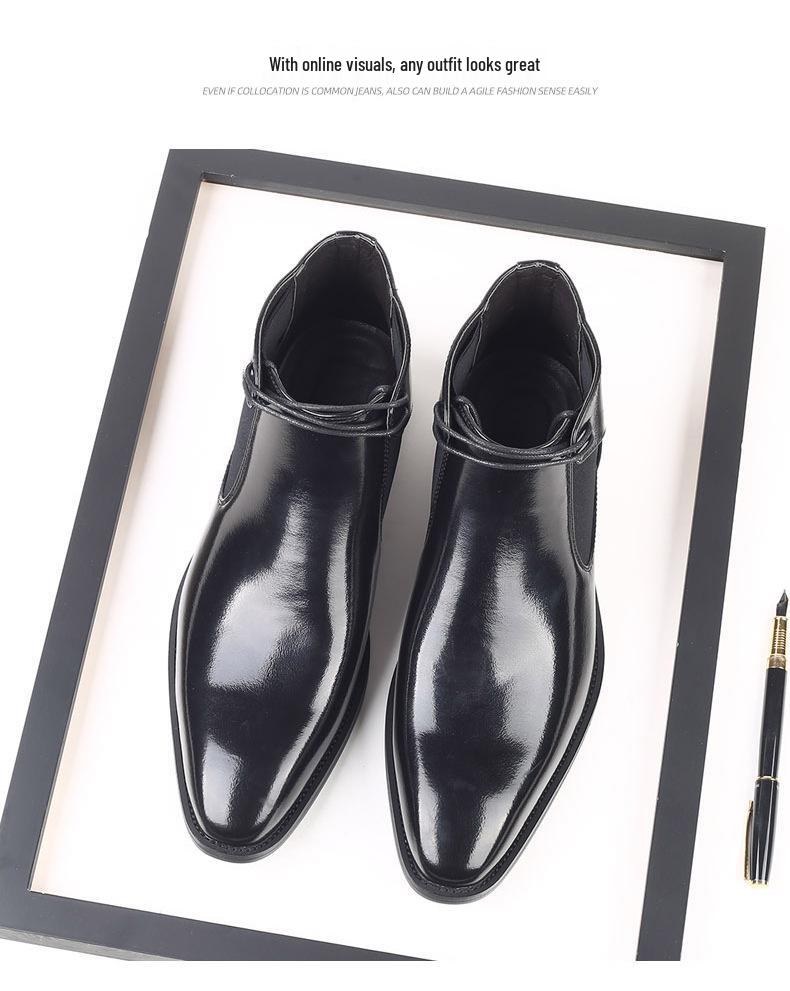 Plus Size Versatile Slip-On Leather Ankle Boots - Vintage Non-Slip Chelsea High-Tops