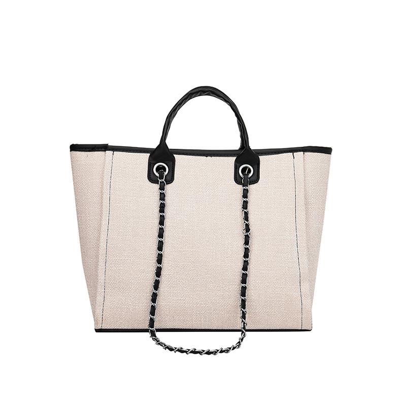 Fashion Simple Handbags Canvas Chain Bag Casual Large Capacity Chain Zipper Women's Shoulder Bag Tote Bag For Commute Shopping