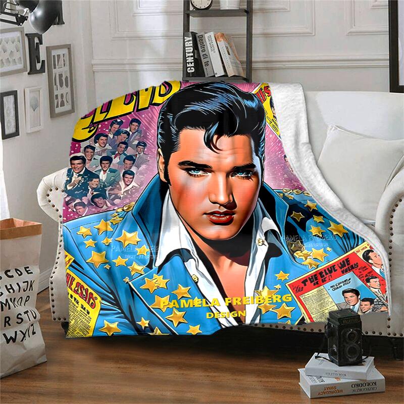 Elvis Flannel Blanket Soft All-Season Throw, Design for Camping, Car Travel, Hiking Sofa, Bed, Office Perfect Gift for Parties