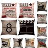 Hot Sale Retro Movie Production Film Letters Cushion Cover Postage Stamp Linen Decorative Pillows Sofa Chair Throw Pillows Case