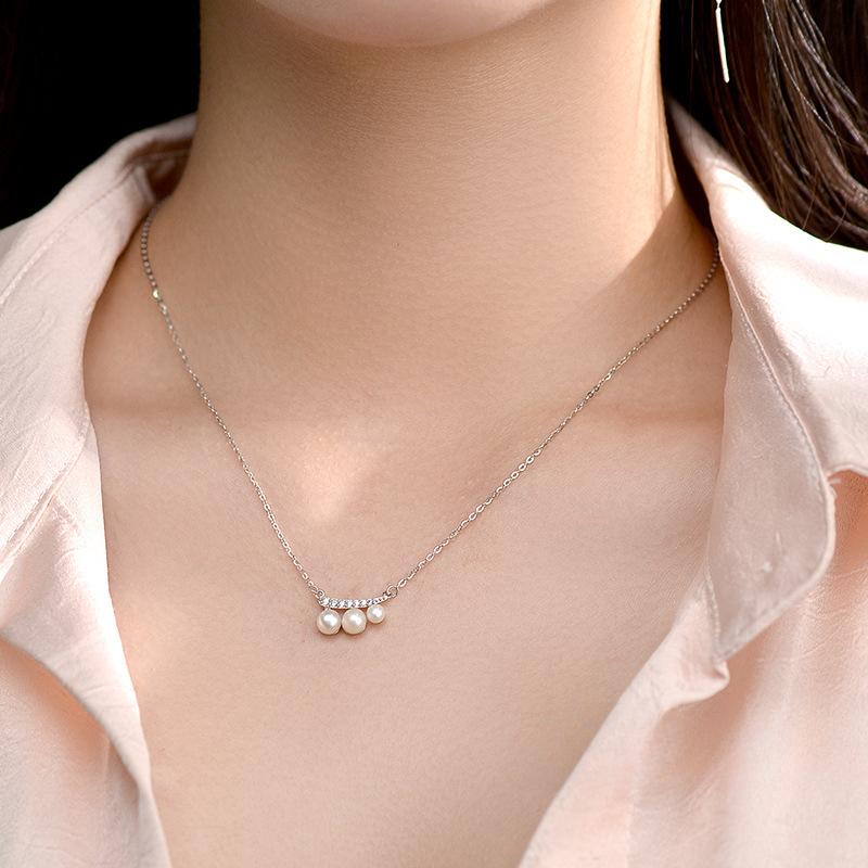 Легкая роскошь, ощущение высокого класса, ожерелье из трех жемчужин с бриллиантовой инкрустацией, изысканная и модная цепочка на ключицу, нишевый дизайн