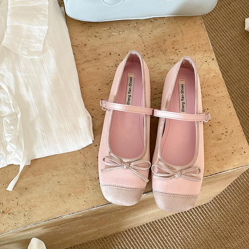 Туфли-лодочки женские в стиле ретро-балетки с плоским дном и неглубоким носком 2025 года, универсальные туфли Мэри Джейн с круглой подошвой и мягкой подошвой