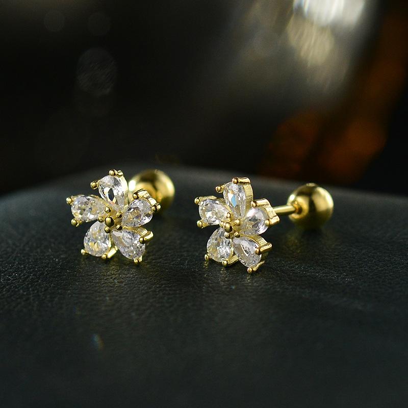 925 Sterling Silver Inlaid Zircon Snowflakes Stud Earrings for Women Fashion Earrrings Jewerly Wedding Gift Sparkling Ear Studs