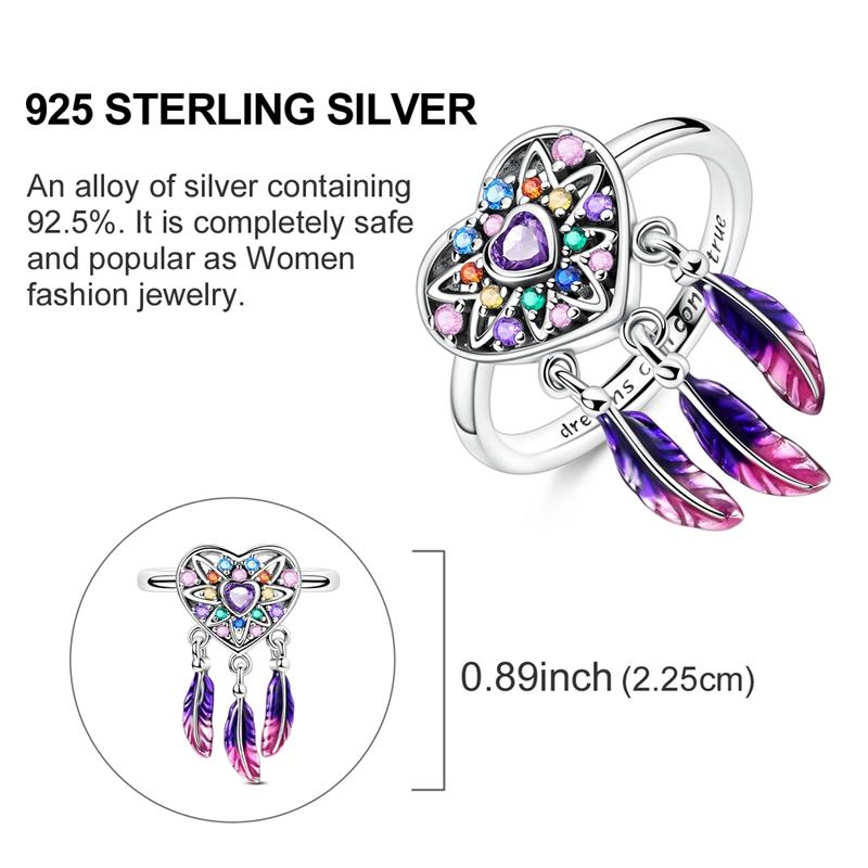 Original Rings 925 Silver Simple Sparkling Heart Bow Dragon Firefly Star Moon Ring for Women Girls Wedding Jewelry Gift