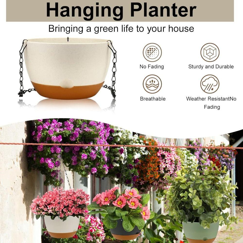 Самополивные подвесные горшки с дренажным отверстием, подвесные цепные корзины, горшок для растений на открытом воздухе