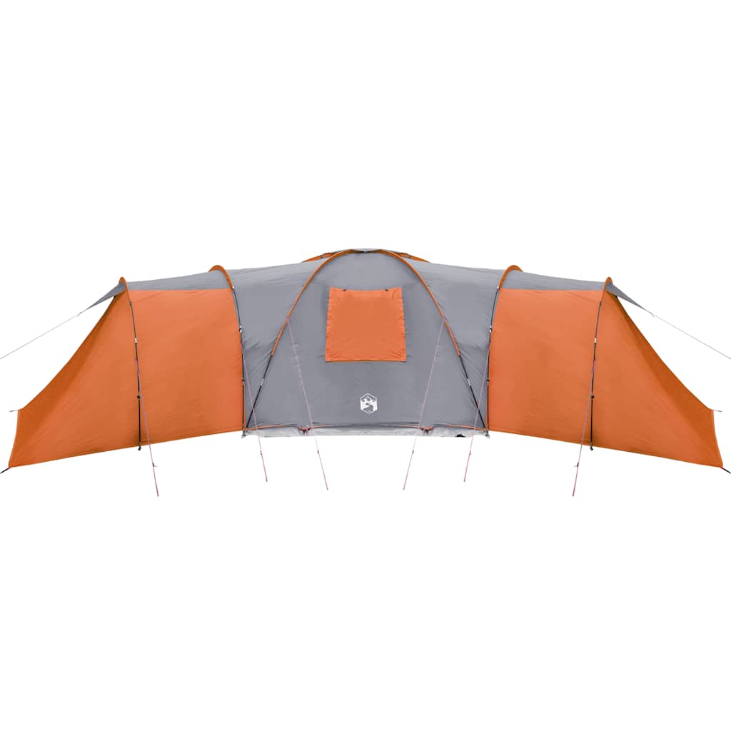 Dome Family Tent for 12 Persons Gray and Orange Waterproof