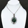 Malachite Gemstone Copper Wire Wrap Jewelry Pendant 2.99"