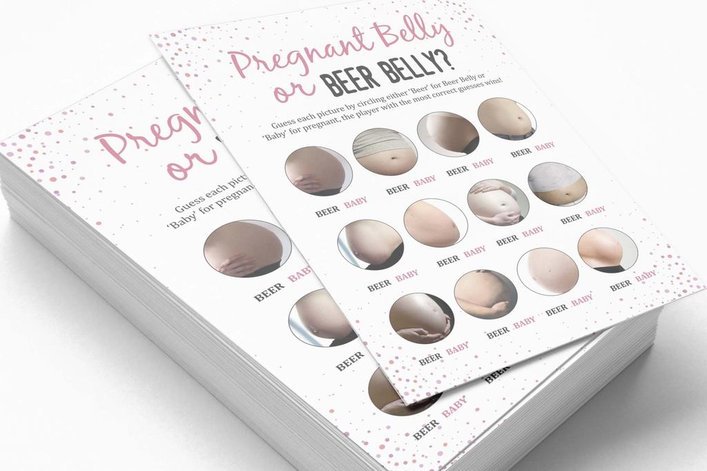 Inkdotpot Игра Baby Belly или Beer Belly Игра Baby Shower Карточки Игровые принадлежности для вечеринок Карточки с активностью Baby Shower Гендерно-нейтральные игры Мальчик или девочка