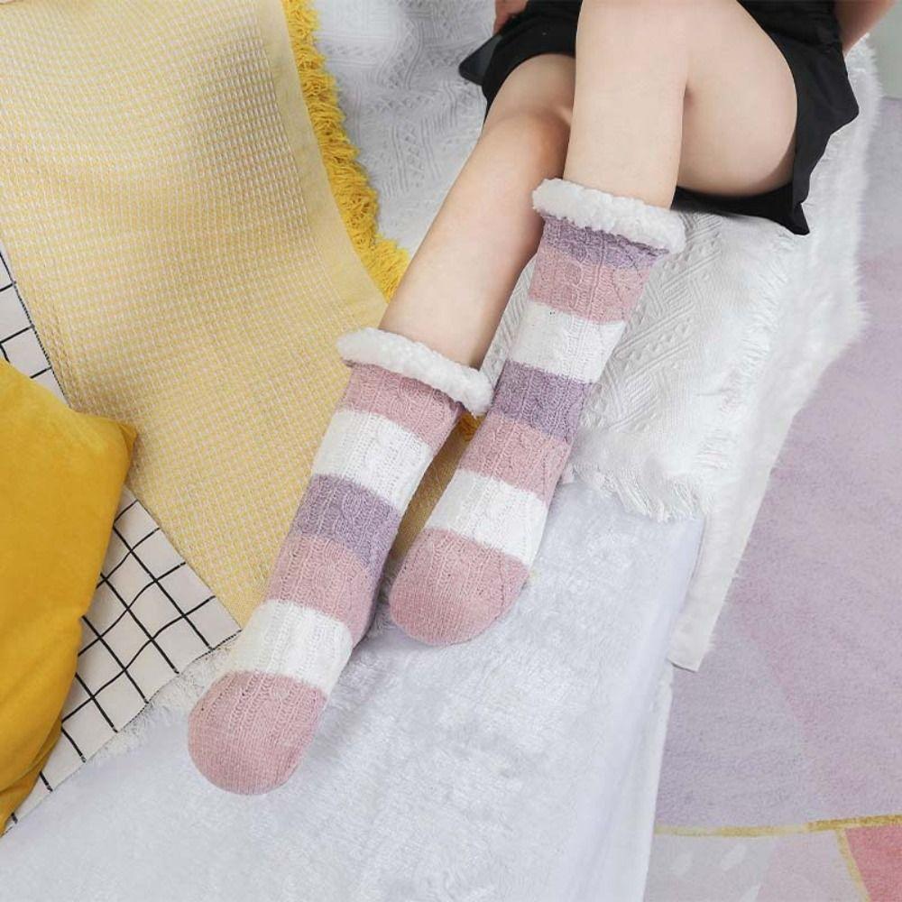 Fried Dough Twist Coral Fleece Socks Thicken Winter Floor Socks Fashion Sleeping Socks Women Girls